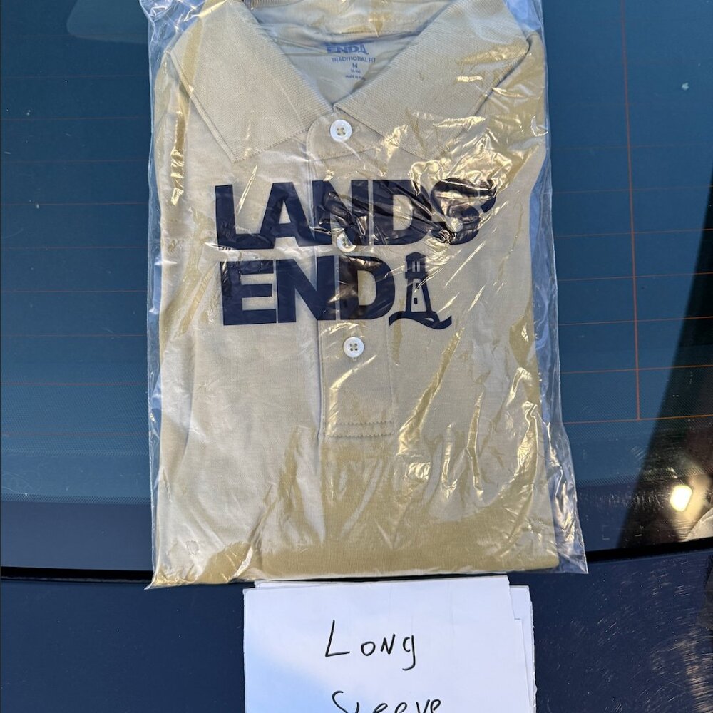 Lands' End Men's M-L/T Regular/Tall Interlock Long Sleeve Cotton Polo Shirt Simp